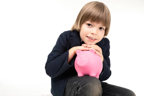 Handsome Little Boy Posing Studio — Stock Photo, Image