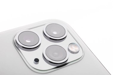 Minsk, Belarus - 26 Ekim 2019: Space Grey 'in yeni 3 kamera tasarımı, iphone 11 Pro Max