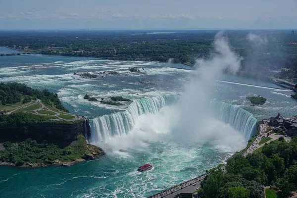 Ніагарський Водоспад Онтаріо Канада Повітряний Вид Туристів Які Відвідують Річку — стокове фото