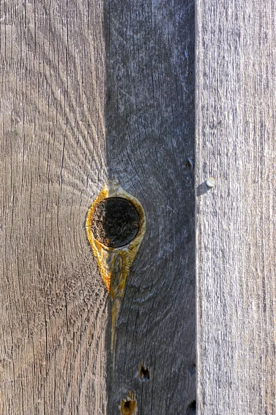 Nahaufnahme Eines Knopflochs Aus Rohem Verwittertem Holz Das Ein Abstraktes — Stockfoto