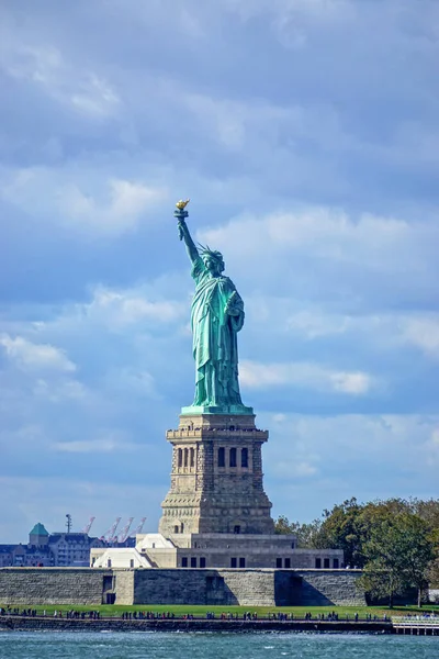 The Statue of Liberty on Liberty Island in New York Harbor. A gift from the people of France to the people of the United States. Designed by Fredric Auguste Bartholdi and built by Gustave Eiffel.
