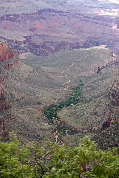 Grand Canyon National Park Arizona Bright Angel Trail Dia Nublado — Fotografia de Stock