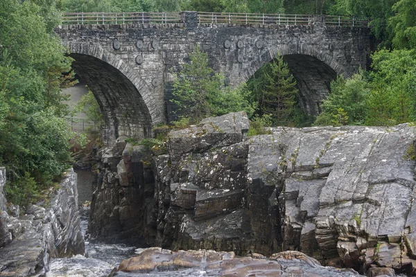 Garve Schotland Verenigd Koninkrijk Victoriaanse Little Garve Bridge Black Water — Stockfoto