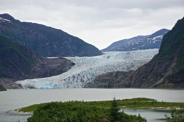 Juneau Alaska États Unis Glacier Mendenhall Jette Dans Lac Mendenhall — Photo
