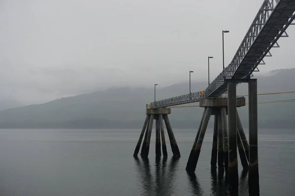 Hoonah Alaska Unoccupied Cruise Ship Dock Waters Port Frederick Foggy — Stock Photo, Image