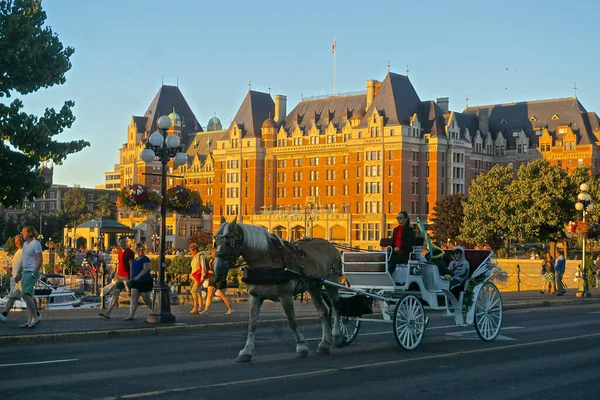Victoria Columbia Británica Canadá Caballo Carruaje Viajan Largo Belleville Street — Foto de Stock