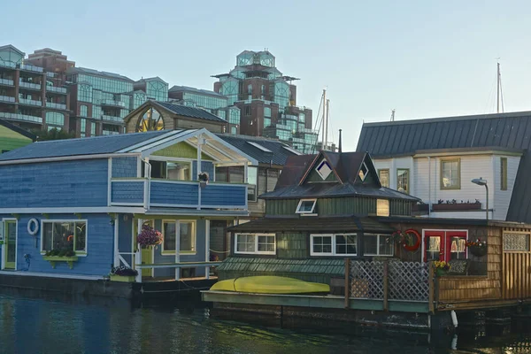 Victoria Kolumbia Brytyjska Kanada Promenada Fishermans Wharf Jest Wyłożona Unikalnymi — Zdjęcie stockowe