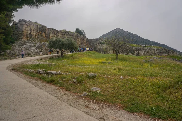 Mycènes Grèce Les Touristes Visitent Site Archéologique Près Mykines Sur — Photo