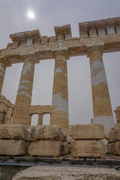 Atenas Grécia Detalhe Partenon 447 438 Acrópole Atenas Sob Céu — Fotografia de Stock