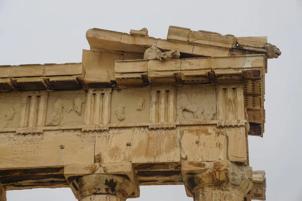 Athens Greece Detail Parthenon 447 438 Bce Acropolis Athens Hazy — Stock Photo, Image