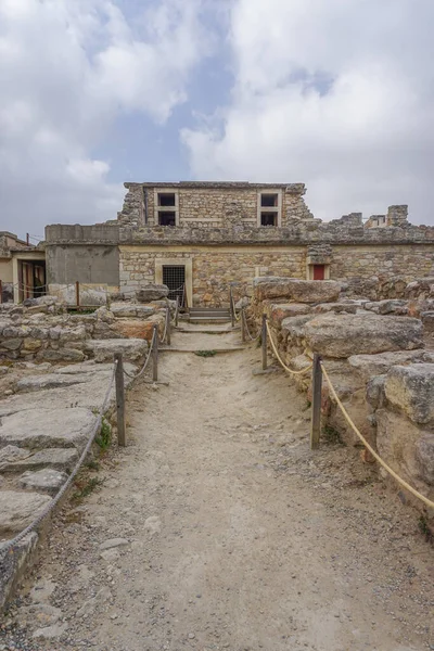 Knossos Crete Greece Walkway Ruins Knossos Palace Minoan Archaeological Site — Stock Photo, Image