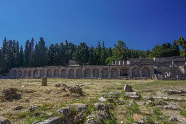 Kos Greece Turistas Visitam Asclepieion Antigo Console Aegean Kos Onde — Fotografia de Stock