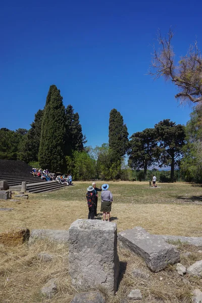 Kos Greece Turistas Visitam Asclepieion Antigo Console Aegean Kos Onde — Fotografia de Stock