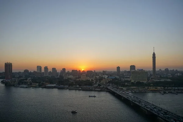 Cairo Egypt Cairo Tower Qasr Nile Bridge Sunset Gezira Island — Stock Photo, Image