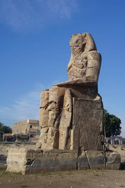 Louxor Égypte Des Colosses Memnon 1350 Deux Statues Massives Pharaon — Photo