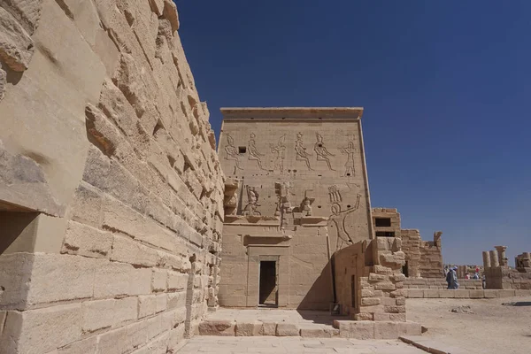Assuan Ägypten Außenmauer Des Während Des Ptolemäischen Königreichs Erbauten Tempelkomplexes — Stockfoto