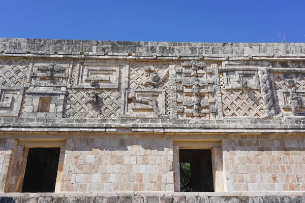 Uxmal Mexique Gravures Sur Bâtiment Uxmal Une Grande Ville Maya — Photo