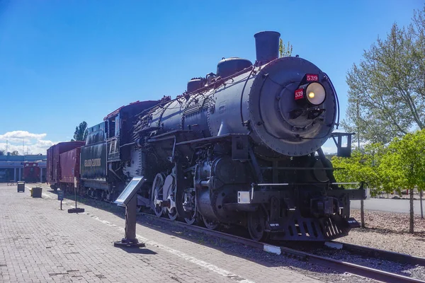 Williams Arizona Een Vintage Locomotief Van Grand Canyon Railroad Tentoongesteld — Stockfoto