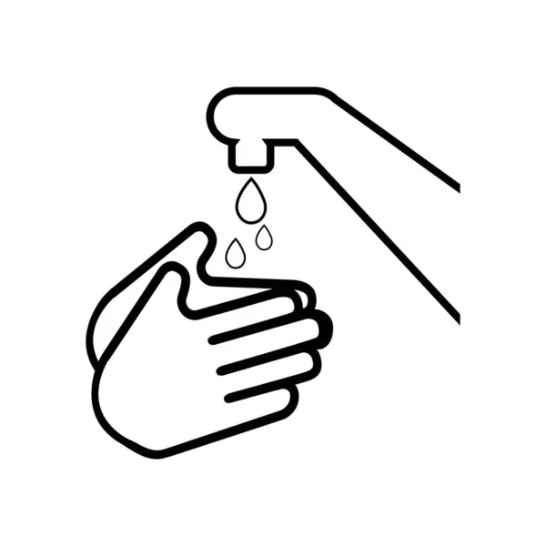 Hands Wash Water Faucet Icon Outline — Stock Vector