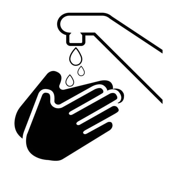 Mãos Lavam Contorno Ícone Torneira Água —  Vetores de Stock