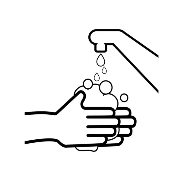 Hands Wash Water Faucet Icon Outline — Stock Vector