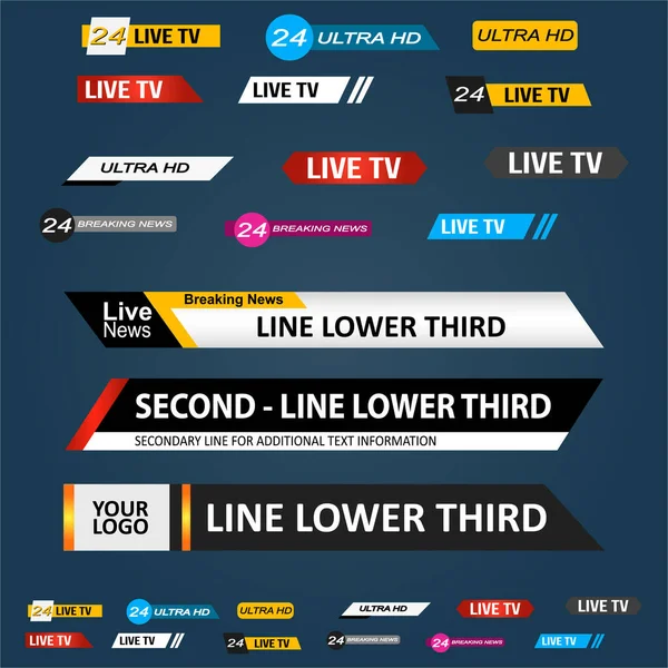 Dolny Trzeci Pasek Wiadomości Ustawiony Wektor Wiadomości Lower Third Pack — Wektor stockowy