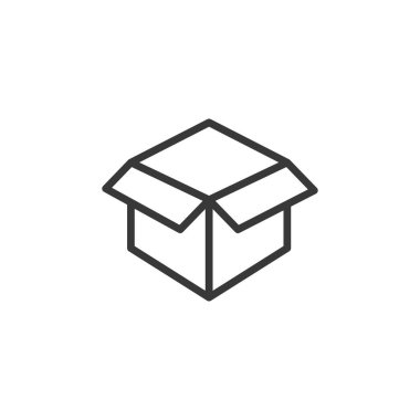 Kutu açma ikonu. Lojistik sembol modern, basit, vektör, web sitesi tasarımı için simge, mobil uygulama, ui. Vektör İllüstrasyonu