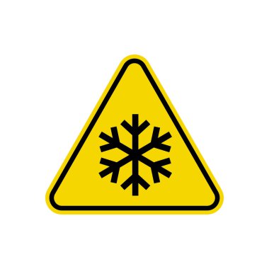Dondurucu Tehlike işareti. Sarı Üçgen Uyarı Sembolü Basit, Düz Vektör, Simge Web sitenizi, mobil uygulamanızı ya da endüstriyel tasarımınızı kullanabilirsiniz. Vektör İllüstrasyonu