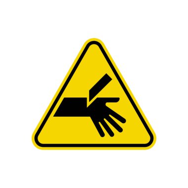 El Uyarı Sarı Üçgen İşareti Kesiliyor. Uyarı Sembolü Basit, Düz Vektör, Simge Web sitenizi, Mobil Uygulamanızı ya da Endüstriyel Tasarımı Kullanabilirsiniz