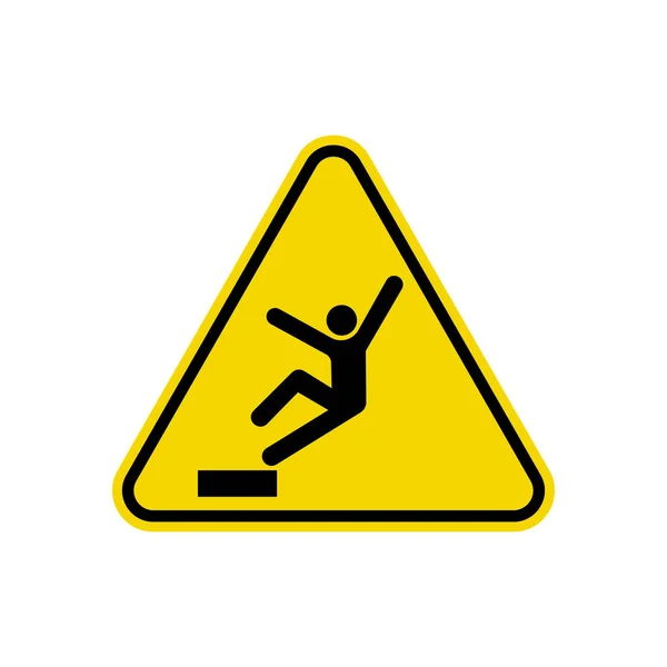 Caution Falling Sign Triangle Warning Symbol Simple Flat Vector Icon — Stock Vector