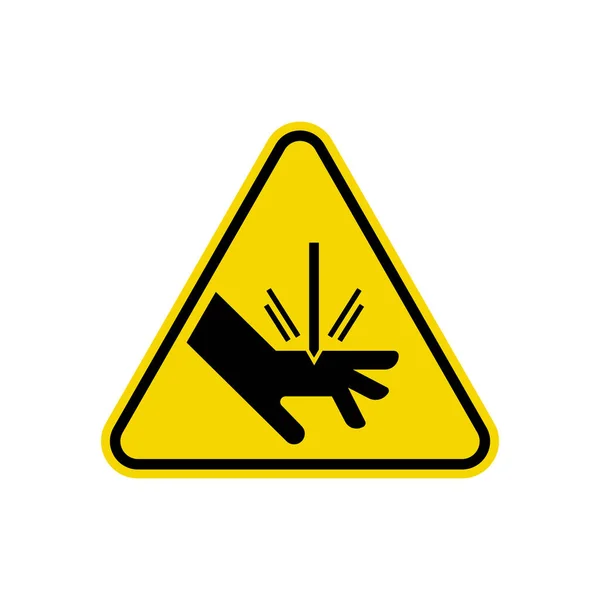 Cutting Hand Warning Sign Caution Symbol Simple Flat Vector Icon — Stock Vector
