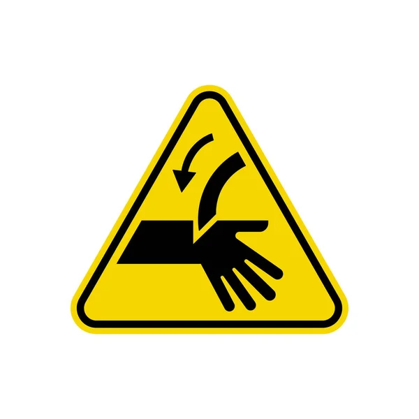 Cutting Hand Warning Yellow Triangle Sign Caution Symbol Simple Flat — Stock Vector