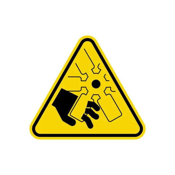 Cutting Hand Warning Triangle Sign Caution Symbol Simple Flat Vector — Stock Vector