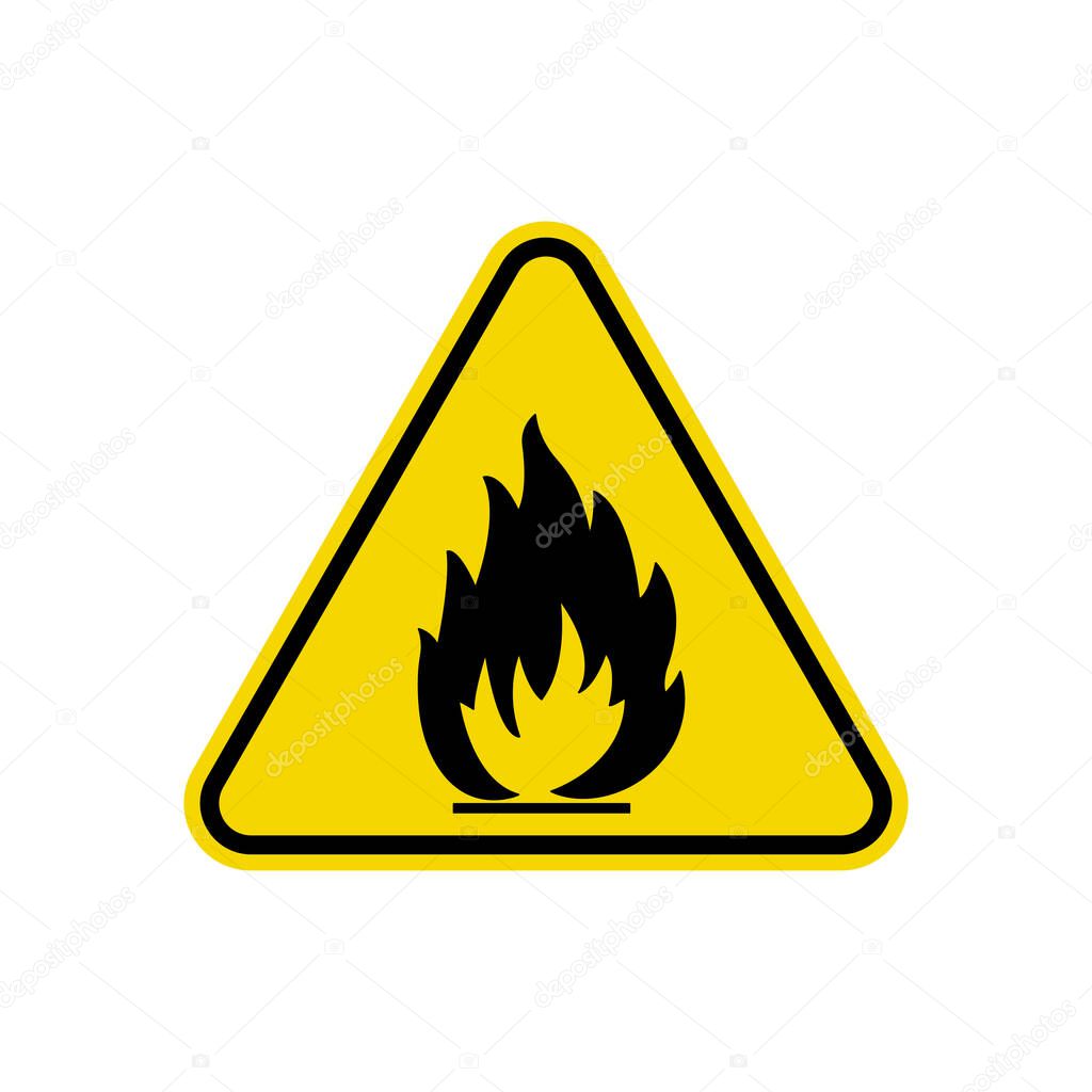 Fire Sign. Yellow Triangle Warning Symbol Simple, Flat Vector, Icon You Can Use Your Website Design, Mobile App Or Industrial Design. Vector Illustration