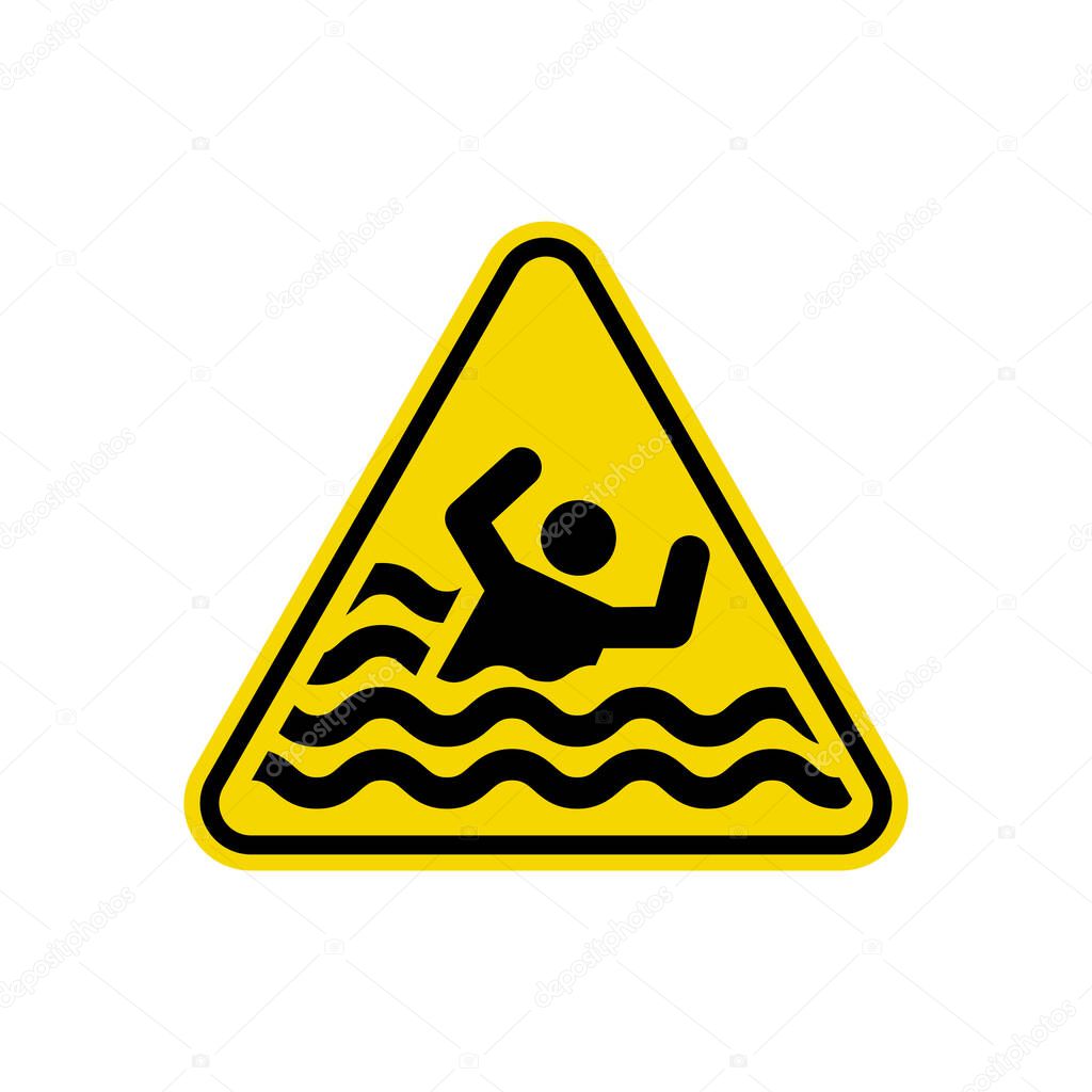 Swimming Caution Sign. Yellow Triangle Warning Symbol Simple, Flat Vector, Icon You Can Use Your Website Design, Mobile App Or Industrial Design. Vector Illustration