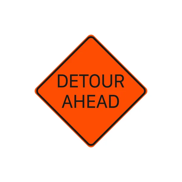 Detour Ahead Sign Vector Simbolo Cartello Stradale Moderno Semplice Vettore — Vettoriale Stock