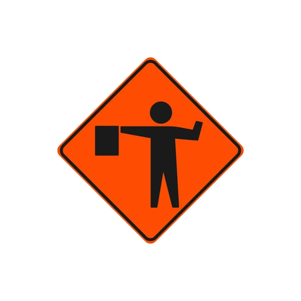 Road Construction Sign Vector Flagger Sign Symbol Modern Simple Vector — Stock Vector