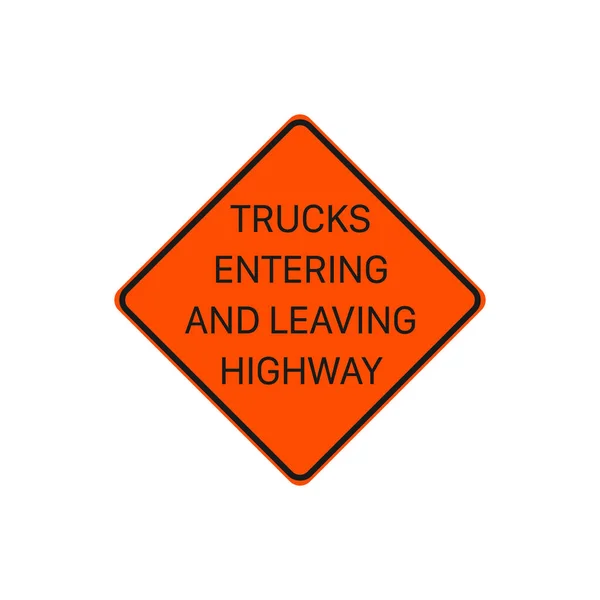 Lastwagen Beim Einfahren Und Verlassen Von Autobahnschildern Verkehrszeichen Symbol Modern — Stockvektor