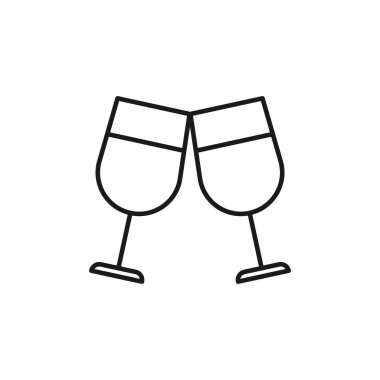 Şarap kadehleri ikonu. Cheers sembolü modern, basit, vektör, web sitesi tasarımı için simge, mobil uygulama, ui. Vektör İllüstrasyonu