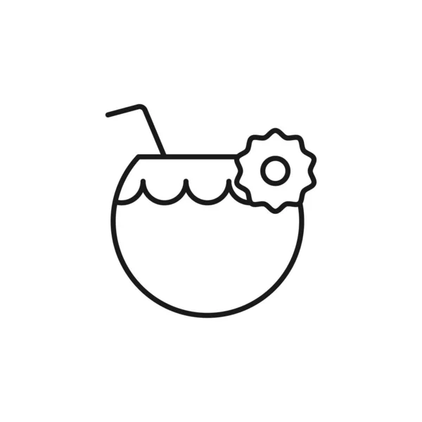 Kokoscocktailikonen Isolerad Vit Bakgrund Kokosvatten Symbol Modern Enkel Vektor Ikon — Stock vektor