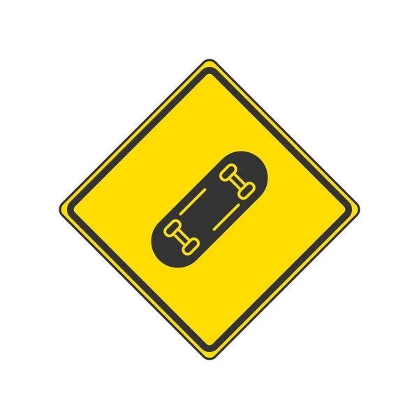 Skateboarding Attention Sign Caution Symbol Modern Simple Vector Icon Website — Stock Vector