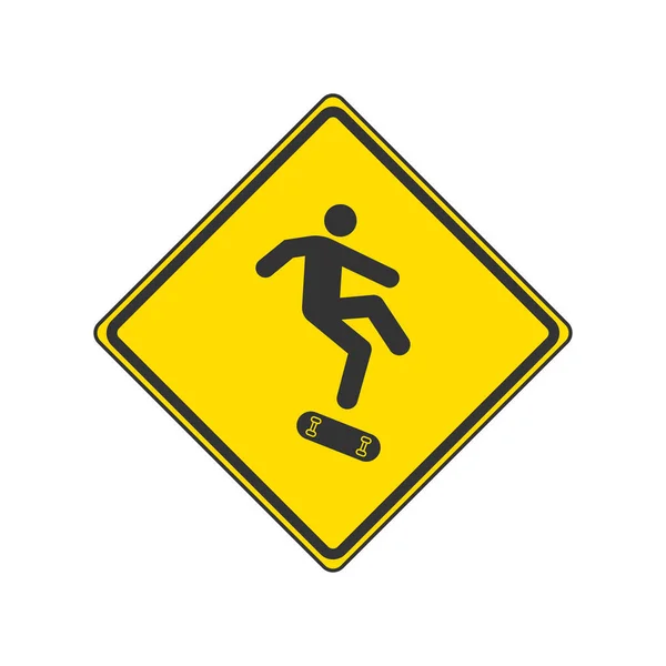 Skateboarding Attention Sign Caution Symbol Modern Simple Vector Icon Website — Stock Vector