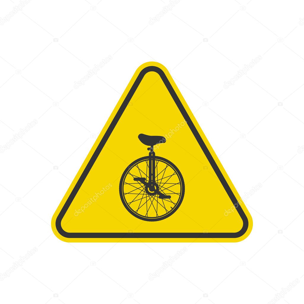 Unicycle attention sign. Caution symbol modern, simple, vector, icon for website design, mobile app, ui. Vector Illustration