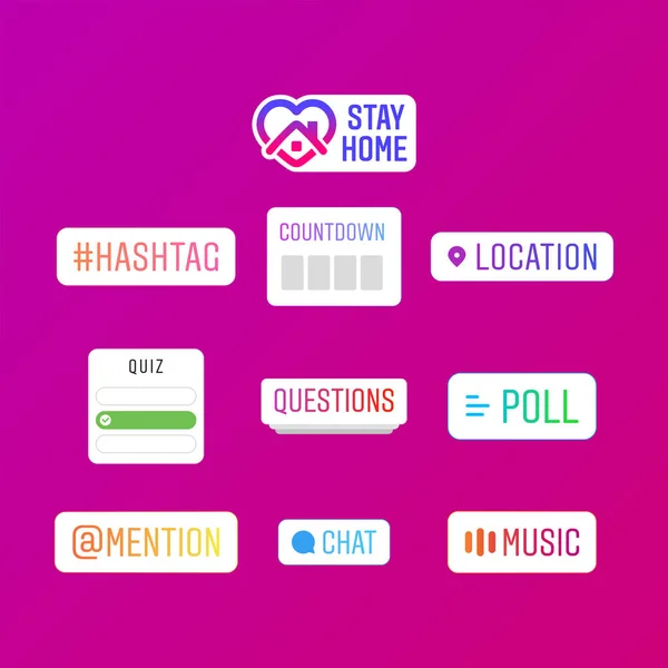 Instagram hikaye etiketleri. Vektör İllüstrasyonu