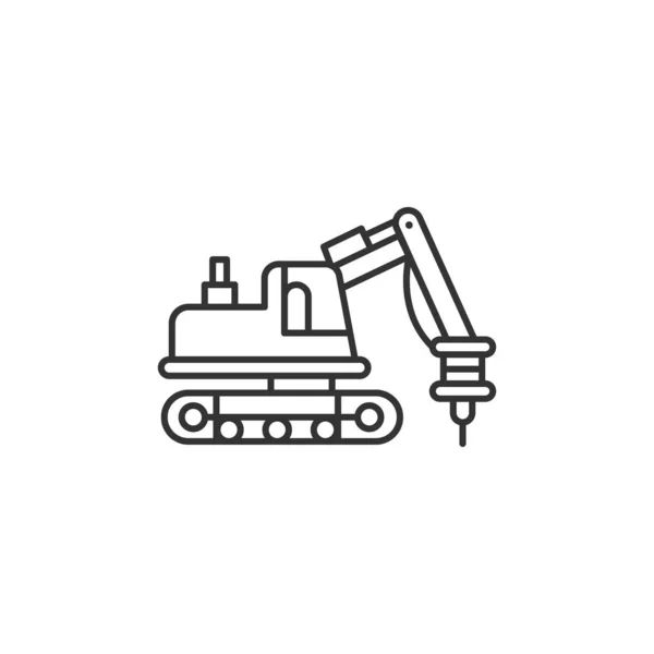 Hydraulic Hammer Excavator Modern Simple Outline Vector Icon — Stock Vector