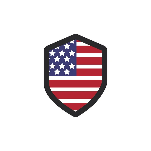 Flaga Amerykańska Ikonie Tarczy — Wektor stockowy