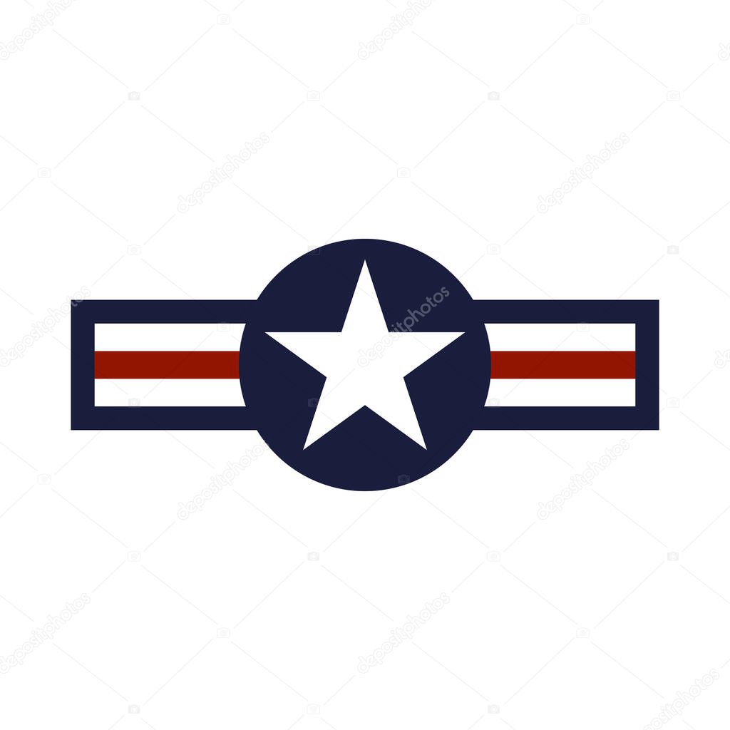 American air force badge. Military symbol. Vector Illustration