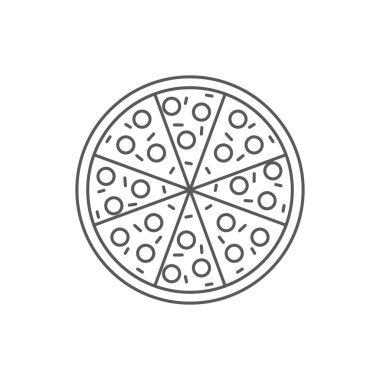 Beyaz arka planda izole edilmiş pizza simgesi. Pizza sembolü modern, basit, vektör, web sitesi tasarımı için simge, mobil uygulama, ui. Vektör İllüstrasyonu