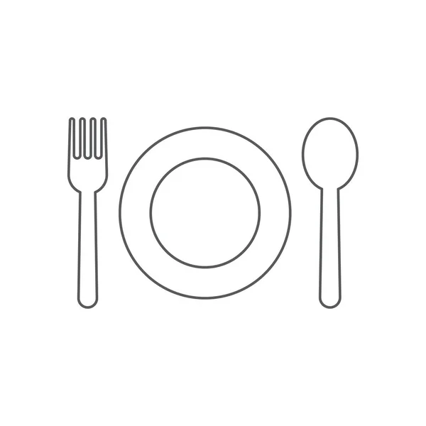 プレート フォーク スプーンのアイコン レストランのシンボルは ウェブサイトのデザイン モバイルアプリ Uiのための現代的 シンプルでベクトル アイコン ベクターイラスト — ストックベクタ