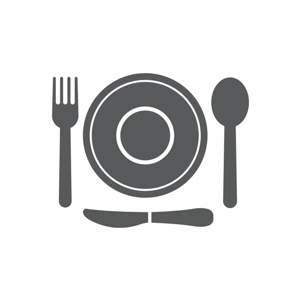 Plate Spoon Fork Knife Icon Restaurant Symbol Modern Simple Vector — Stock Vector